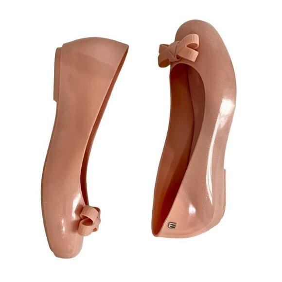 MELISSA DORA X JASON WU BLUSH PINK PLASTIC VANILLA SMELL BOW BALLERINA SHOES - 9 - Picture 4 of 9